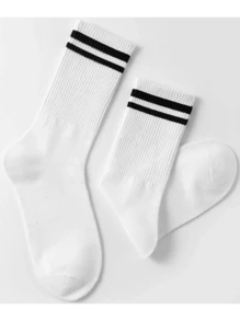 1/3/5/8/10 双男女通用长筒袜，黑白，吸湿排汗，透气，简约优雅，适合所有季节