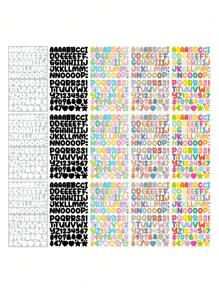 15 feuilles/1350 pièces Ensemble d'autocollants de lettre de bande dessinée, matériaux de scrapbooking DIY, autocollants décoratifs de lettres