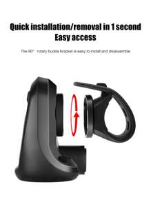 1pc Solar Powered Bicycle Front Light, Rechargeable Night Riding Mountain Bike Flashlight Accessories - Black - View 9