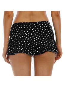 Women's Swimsuit Skirts Casual Low Waist Solid Color Ruffle Mini Skirts Ruched Bikini Bottoms - màu đen - Xem 5