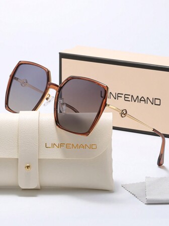  LINFEMAND Square Gradient Lens Decorative Eyeglasses With Lightning Design, Unisex, Suitable For Driving, Hiking, Parties, Holidays, Gifts For Summer Beach Vacation,Outdoor,Travel