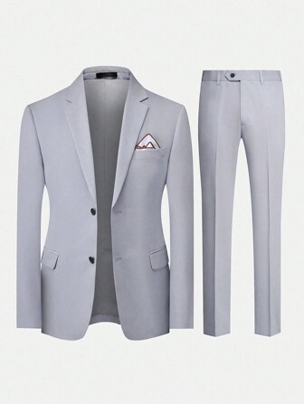 CLOUDSTYLE Jachetă și pantaloni cu mânecă lungă de culoare uni pentru bărbați, set de costum business casual pentru primăvară și toamnă