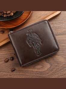 1 件男士钱包 PU 皮革长/短款时尚百搭经典海外跨境拉链扣钱包卡夹新款商务男士短款钱包多功能时尚全材质男士多槽零钱包创意时尚压花横向设计，适合青少年夏季休闲户外运动或度假旅行或毕业礼物或生日礼服配饰