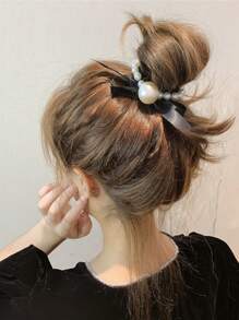 3 Stücke Haarschmuck mit Kunstperlen & Schleifen, elegante Haargummis, Haargummis, Haargummis, Haargummis, Haargummis, Haargummis, Haarschmuck, Haaraccessoires, Haargummis - Verschiedenfarbig - Übersicht 3