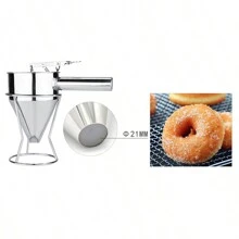 Stainless Steel Conical Funnel Octopus Balls Batter Funnel Removable Dispenser With Lid Dispenser Mouth Funnel,Kitchen Accessories, Filling & Pouring Funnel For Oil, Wine, Liquid Decanting, Splatter Proof, Easy Storage For Kitchen Organization - Silver - View 9