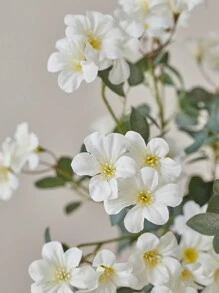 1 pieza/3 piezas Flores de Sakura artificiales, ramas de flores de margarita de seda con tallo de 27.6 pulgadas de largo, adecuadas para decoración de hogar, boda, fiesta y arreglos florales de mesa - Blanco - Ver 5