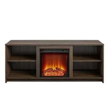 Mainstays Fireplace TV Stand For TVs Up To 65", Black Oak