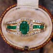 1 pieza Anillo elegante chapado en oro de 18K con piedra ovalada de circonia verde sintética, regalo romántico para el Día de San Valentín, aniversario, cumpleaños, boda, compromiso, fiesta, joyería para Valentín, mamá, madre, Día de la Madre, regalo