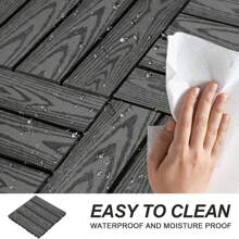Wood Plastic Composite Deck Tiles Set Of 20, 12x12in Dark Grey, Durable And Weather-Resistant For Indoor And Outdoor Use, Ideal For Patios, Balconies, Rooftops, And Decks, Easy DIY Installation And Maintenance