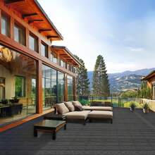 Wood Plastic Composite Deck Tiles Set Of 20, 12x12in Dark Grey, Durable And Weather-Resistant For Indoor And Outdoor Use, Ideal For Patios, Balconies, Rooftops, And Decks, Easy DIY Installation And Maintenance
