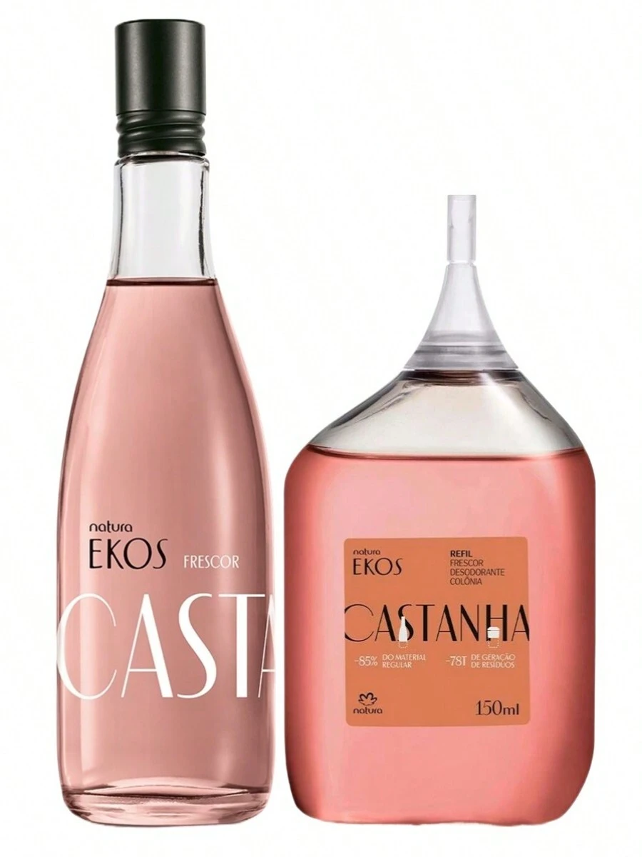 Ekos Frescor Castanha - Natura Women's Perfume 150ml - Choose Yours: Regular Cologne, Refill Or Kits - [套件] 栗子新鮮度 1 件常規 + 1 件替換裝 - 查看 1