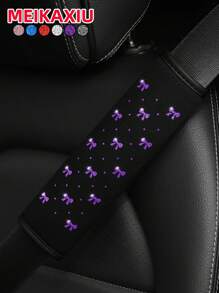 MEIKAXIU 1 件闪亮蝴蝶结 Bling Bling 柔软面料汽车安全带肩垫装饰，防夹缓解舒适汽车内饰配件，适合女性