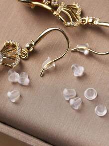 100-1200 pièces de supports d'oreille en silicone - Bouchons d'oreille clairs à faible teneur en allergènes, avec boîte de rangement, convient pour la fabrication de bijoux DIY, pinces de sécurité pour oreilles, idéal pour les matériaux d'artisanat d'Halloween et de Noël
