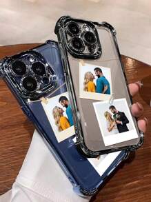 1 件可定制情侣照片厚电镀黑色防震 TPU 手机壳，DIY 图片定制，满足个性化需求！兼容 iPhone、Galaxy、Redmi、OPPO、Honor、Tecno Spark Go 2024、Infinix Smart 8、Moto G30