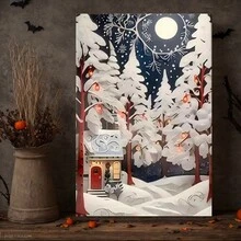 Framed Room Decor Winter Canvas Print  Christmas Snowy Forest Scene Wall Art For Home, Office, And Classroom Decor, Ideal For Birthday, Mother'S Day, New Year, Easter, Gifts