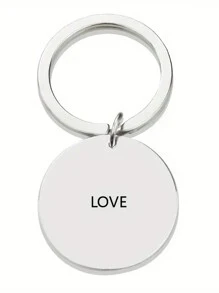 1 Personalized Stainless Steel Keychain - Custom Engraved, Silver, Perfect Anniversary Gift - Solid Color - View 3