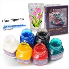 1pc 6 Colors 30ml Glass Painting Set, DIY Handpainted Frame Glass Cup Decoration Waterproof Transparent Paints,Back To School,School Supplies