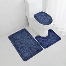 1 Set Of Solid Color Simple Bathroom Water-Absorbing And Non-Slip Floor Mat Stone Pattern, Comfortable And Soft, Three-Piece Set Back To School