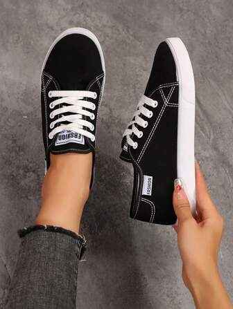 Zapatos de lona casuales para mujer, zapatillas de moda coreanas, calzado vulcanizado versátil