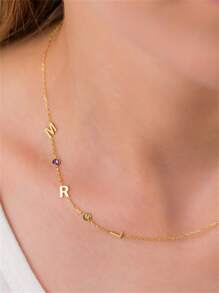 Initial Birthstone Necklace, Personalized Necklace, Letter Necklace, Birthstone Necklace,Minimalist Necklace, Mothers Day Gift, Gift For Her,Gold,Stylish,Colorful,Vintage,Unisex,Hipster,Simple,Casual,Custom,Personalized,Unique,Ideal Gifts For Him,Ideal Gifts For Her,Her,Boyfriend,Girlfriend,Dad,Mom,Family,Friends,For Anniversaries,For Birthdays,For Graduation,For Prom,For Party,Jewelry Women,Elegant Outfit