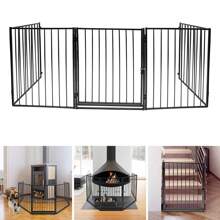 Daromigo Griglia di protezione per camino 304 cm, griglia di protezione per bambini, griglia per camino, griglia di protezione per forno, griglia protettiva in metallo per bambini, neonati, griglia per porta per la sicurezza dei bambini, elementi da 5 pezzi (60 x 76 cm ciascuno) nero