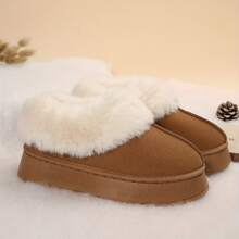Women Slippers Winter - Thick Flat Suede Shearling Shoes: Warm & Comfy Snow Shoes With Thick Soles, Short Boots Casual For Women Winter Boots Boots For Women Fluffy Boots