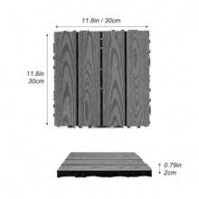 Wood Plastic Composite Deck Tiles Set Of 20, 12x12in Dark Grey, Durable And Weather-Resistant For Indoor And Outdoor Use, Ideal For Patios, Balconies, Rooftops, And Decks, Easy DIY Installation And Maintenance