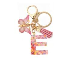 1pc Women's Boho Fashionable Pink Glittery Heart Shaped & English Letter Keychain With Tassel & Butterfly Design, Heart Shape Glitter, Crystal, Tassel And Butterfly Pendant Car Hanging Pendant Women Gift, Wallet And Handbag Accessories For Couple, Mother, Valentine's Day, Friends As Gift, Bag Pendant - Рожевий - Переглянути 26