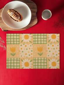 1 pieza Tapete individual de primavera de PVC, decoración del hogar con flores de dibujos animados, colorido y lindo tapete floral para comedor, almohadilla de mesa de cocina, tapete de primavera, adecuado para la decoración de la cocina interior, regalo esencial para familia y amigos - Multicolor - Ver 10