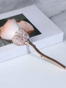 1 Peça Pincel de Maquiagem de Luxo em Formato de Rosa com Decoração de Strass, Pincel Blush Grande, Pincel de Arte de Unhas e Pincel de Limpeza de Poeira, Pincel de Base, Pincel Corretivo, Pincel Blush, Pincel Contorno, Pincel Blush, Pincel Bronzer, Pincel Pó, Pincel Base, Pincel Blush