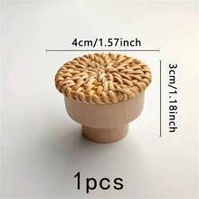 12 pieces rattan round handle knobs, wooden handles, suitable for kitchen, living room, bedroom wardrobe cabinet, brown - Coffee Brown - View 16