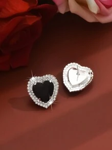 1 paar damesmode sprankelende hartvormige strass oorbellen, bruiloft, feest, vakantie cadeau voor Valentijnsdag en Moederdag, moeder, moeder, Moederdag, cadeau
