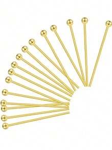 100 件金色、50 件钢、9 件不锈钢 T 形别针、球形别针、尺寸 20-50 毫米、不褪色、可弯曲和可切割，适用于 DIY 手链、项链、耳环、珠宝、手工珠宝配件材料、珠宝制作别针