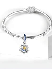1 Stück 925 Sterling Silber Tanz zwischen Sonne und Mond Anhänger Charm Anhänger Kugel geeignet für Armbänder DIY Damenschmuck