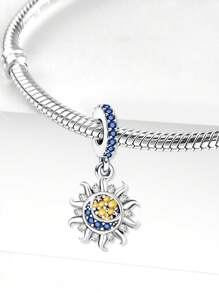 1 Stück 925 Sterling Silber Tanz zwischen Sonne und Mond Anhänger Charm Anhänger Kugel geeignet für Armbänder DIY Damenschmuck