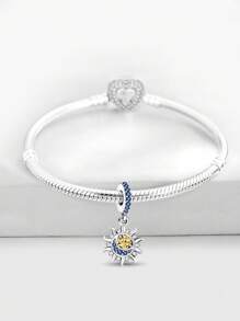 1 Stück 925 Sterling Silber Tanz zwischen Sonne und Mond Anhänger Charm Anhänger Kugel geeignet für Armbänder DIY Damenschmuck