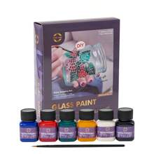 1pc 6 Colors 30ml Glass Painting Set, DIY Handpainted Frame Glass Cup Decoration Waterproof Transparent Paints,Back To School,School Supplies