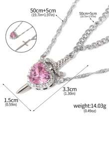 1 Set Of 2 Pieces, "Warrior For Heart And Sword Design Couple Necklace, High-Quality Zirconia Stainless Steel Waterproof And Fade-Resistant, Suitable For Couples, Valentine's Day, Christmas Gift, And Daily Wear