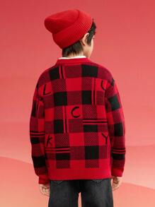 Balabala 2025 Fashionable Knitted Sweater, New Year Pullover For Children - Red and Black - View 4