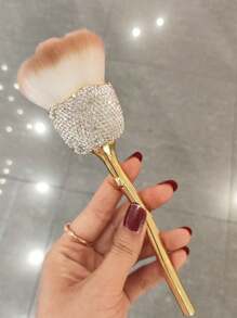 1 Peça Pincel de Maquiagem de Luxo em Formato de Rosa com Decoração de Strass, Pincel Blush Grande, Pincel de Arte de Unhas e Pincel de Limpeza de Poeira, Pincel de Base, Pincel Corretivo, Pincel Blush, Pincel Contorno, Pincel Blush, Pincel Bronzer, Pincel Pó, Pincel Base, Pincel Blush