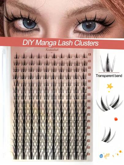 D Curl 160PCS Manga Lash Clusters DIY Eyelash Extensions Fairy Eyelash Clusters D Curl Spiky Anime Lashes Wispy Individual Lashes 9-16mm Clusters For Manga Lash Look Lash Clusters, Eyelash Clusters, Individual Eyelashes, Lashes, Fake Lashes
