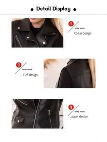 Women Sleeveless Solid Color Leather Jacket With Belt, Classic Punk Style Design, Versatile - Black - View 8