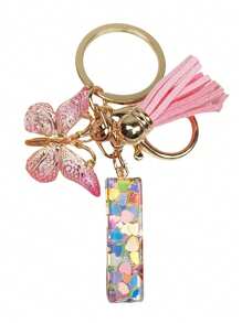 1pc Monograma Letra Inicial Chaveiro Bonito Borboleta Chaveiro Anel Para Carteira Bolsa Fone De Ouvido Estojo Presente Chaveiro Acessórios Pequenos Presentes Y2K