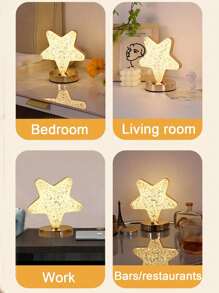 星月夜灯，USB充电，触控三色灯，卧室床头灯，台灯，家居装饰，LED水晶夜灯，桌灯，纪念礼物，生日礼物，适用于卧室、客厅、餐厅、酒吧 - 彩色 - 查看 6