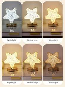星月夜灯，USB充电，触控三色灯，卧室床头灯，台灯，家居装饰，LED水晶夜灯，桌灯，纪念礼物，生日礼物，适用于卧室、客厅、餐厅、酒吧 - 彩色 - 查看 4