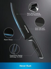 Set di 6 coltelli ACOQOOS con supporto magnetico per montare a parete, senza necessità di forare, include 5 coltelli e 1 striscia magnetica, regalo perfetto per la cucina di tutti i giorni, facile da usare