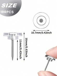 50pcs Plastic Push Pins, Standard Transparent Thumb Tacks With Steel Tips And Heads, Flat Transparent Push Pins For Cork Boards, Wall Hangings, Bulletin Boards (Transparent) Back To School