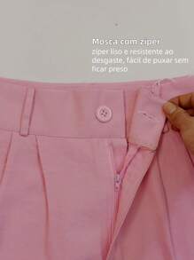 ISADORA MODA WOMEN'S LINEN BERMUDA SHORTS WITH POCKETS, ELEGANCE AND - Baby Pink - View 2