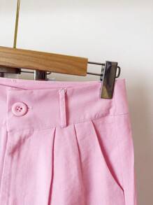 ISADORA MODA WOMEN'S LINEN BERMUDA SHORTS WITH POCKETS, ELEGANCE AND - Baby Pink - View 5