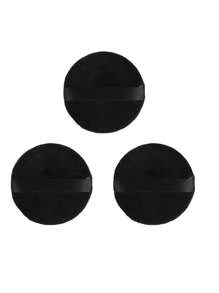 24pcs/15pcs/8pcs/3pcs Round Flocked Makeup Sponges, Soft & Fluffy Texture, Suitable For Face & Body Powder Puff, Mixed Set Makeup Beauty Tools - Black - View 4